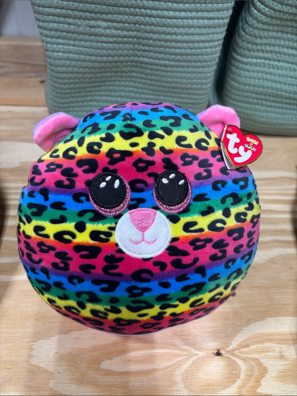 Ty Rainbow Leopard Beanie Plush - Bright Pink, Yellow, Blue, Green, Purple
